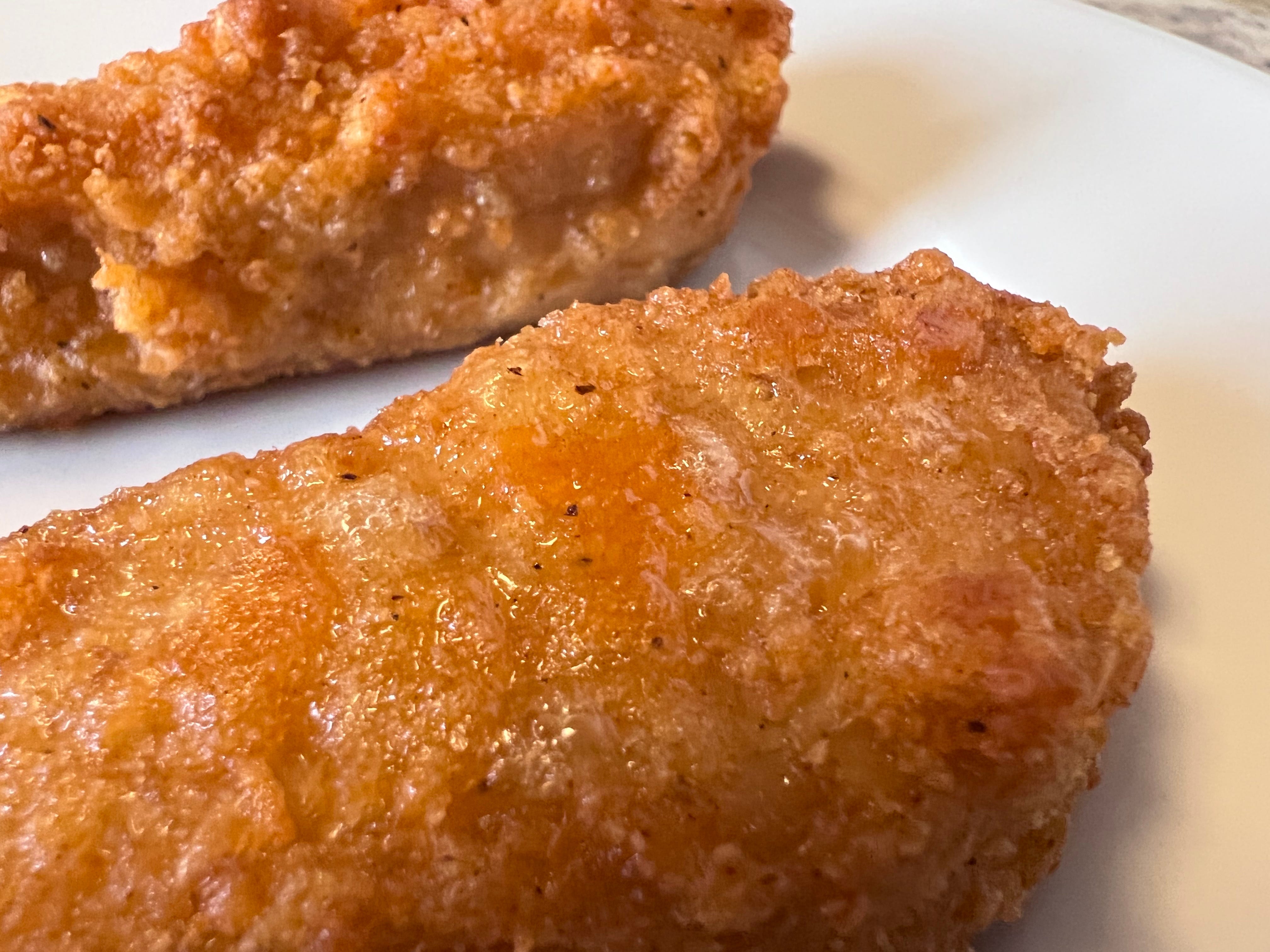 A close-up of cooked Simulate Tenders.