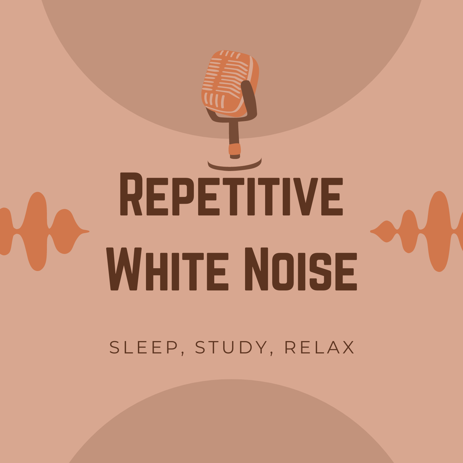 Uninspiring podcast art for Repetetive White Noise, showing a microphone and some sound waves.