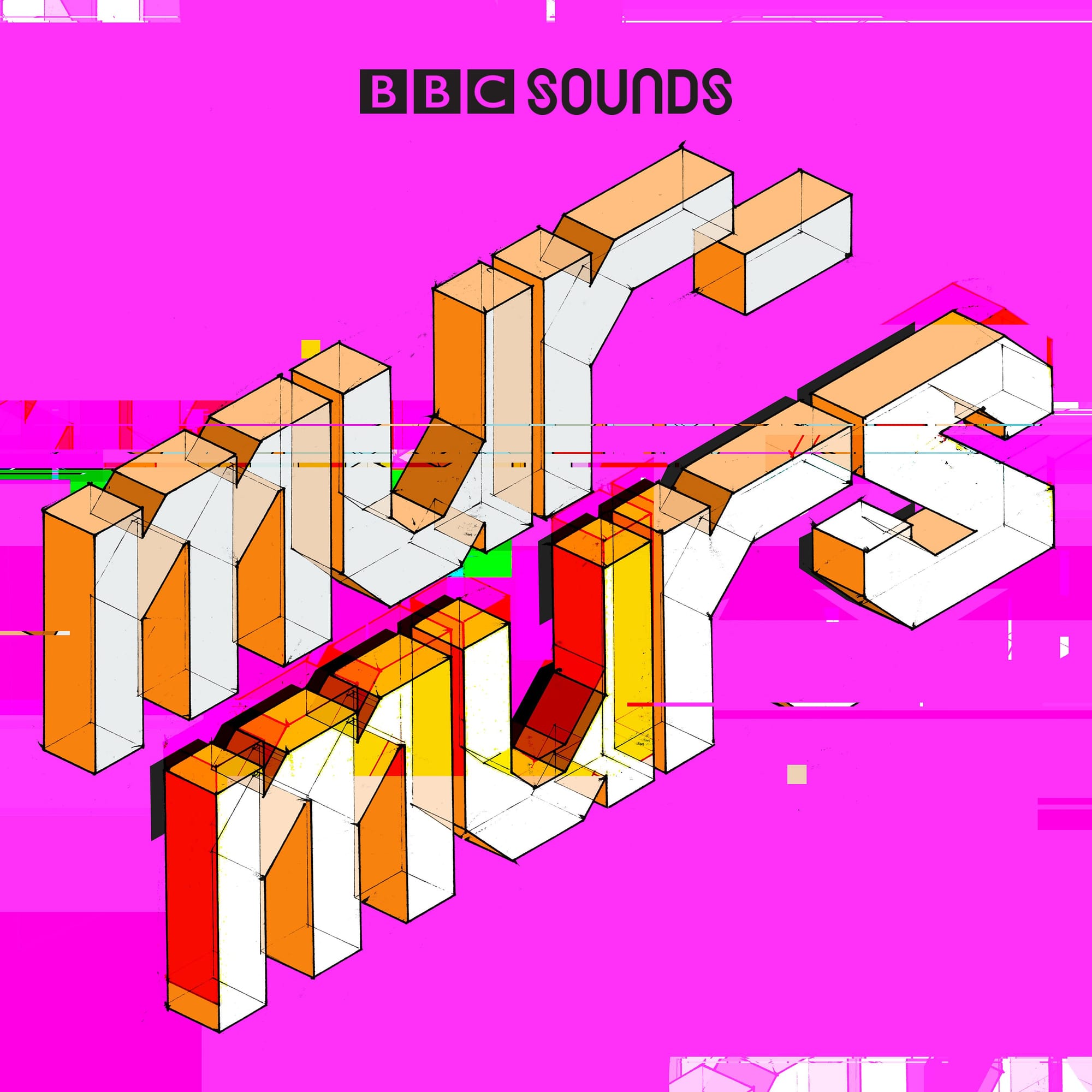 "Mur-murs" in a futuristic, 3D typeface on a purple, glitchy background.
