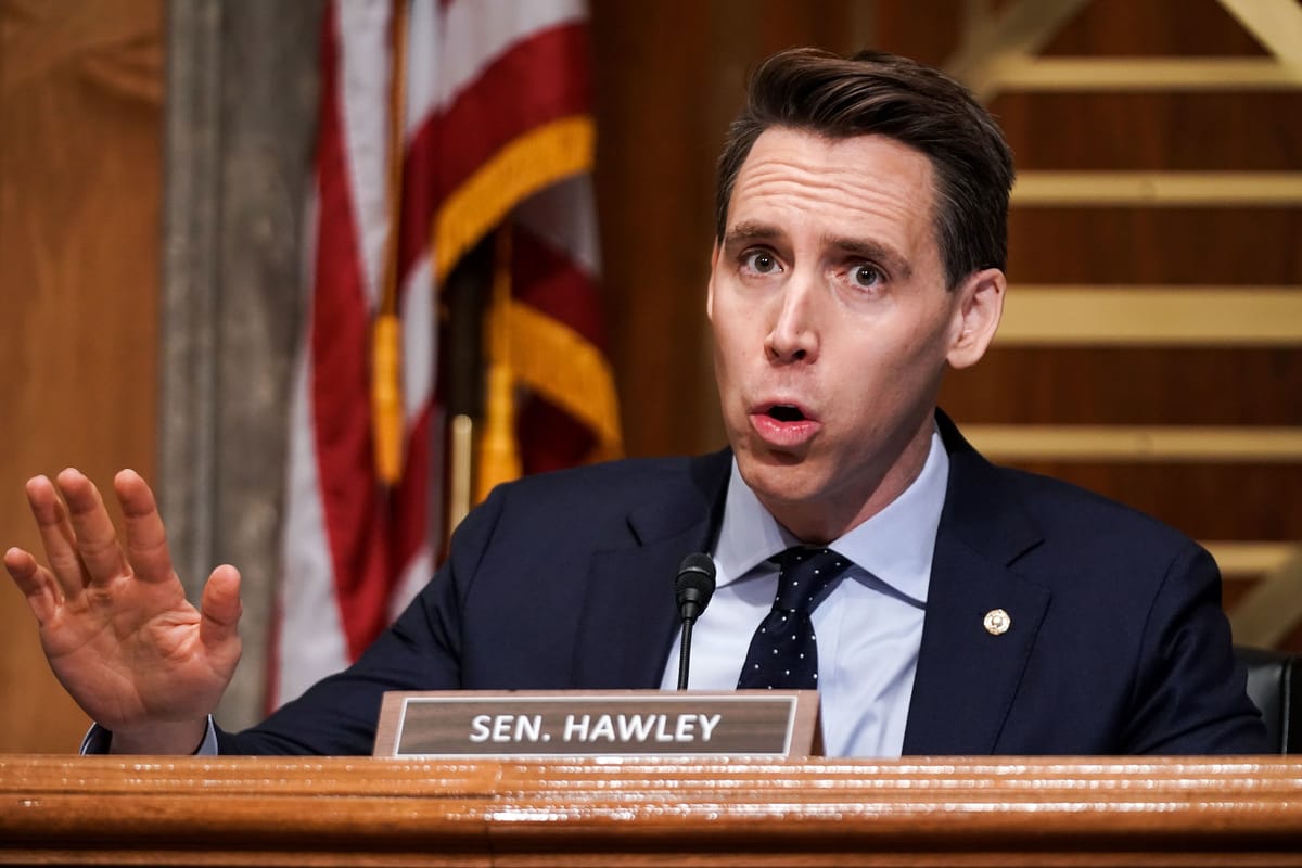 Senator Josh Hawley speaks in the Senate.