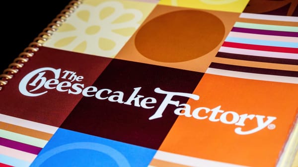 The cover of the Cheesecake Factory menu.