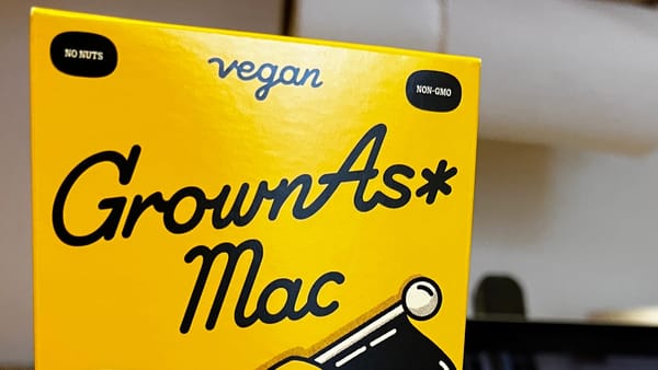 A box of vegan GrownAs* Mac.