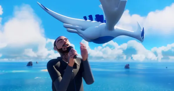 A screenshot from Post Malone's virtual Pokémon concert.