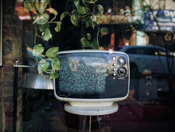 An old TV playing static.