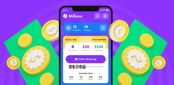 A stylized screenshot of the Millions app from the website.